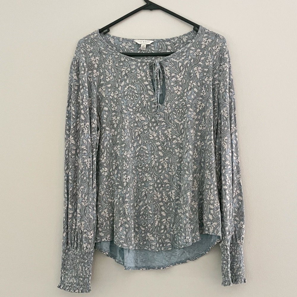 Lucky Brand Blue Floral Blouse‎ – Size S/P, Soft Boho Layers
